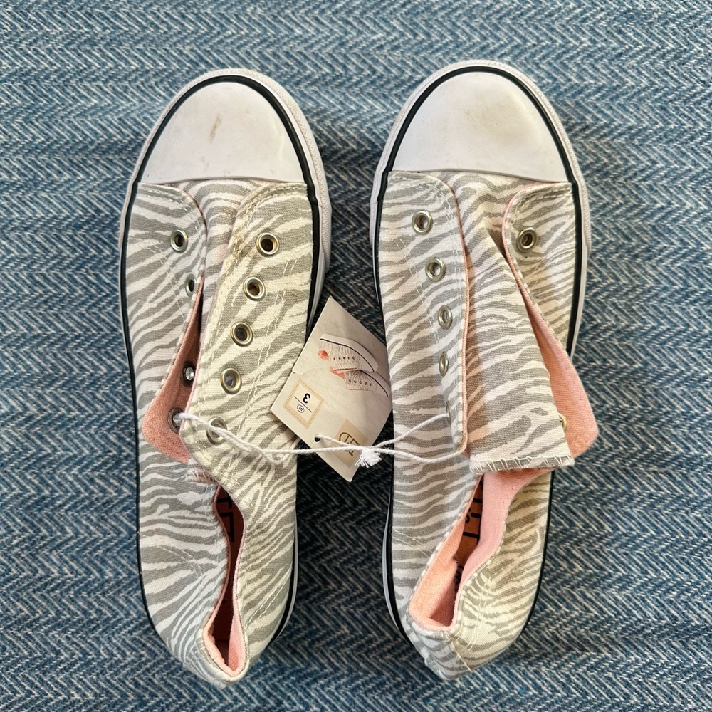 Girls' Zebra Print Slip-On Sneakers with Pink Lining